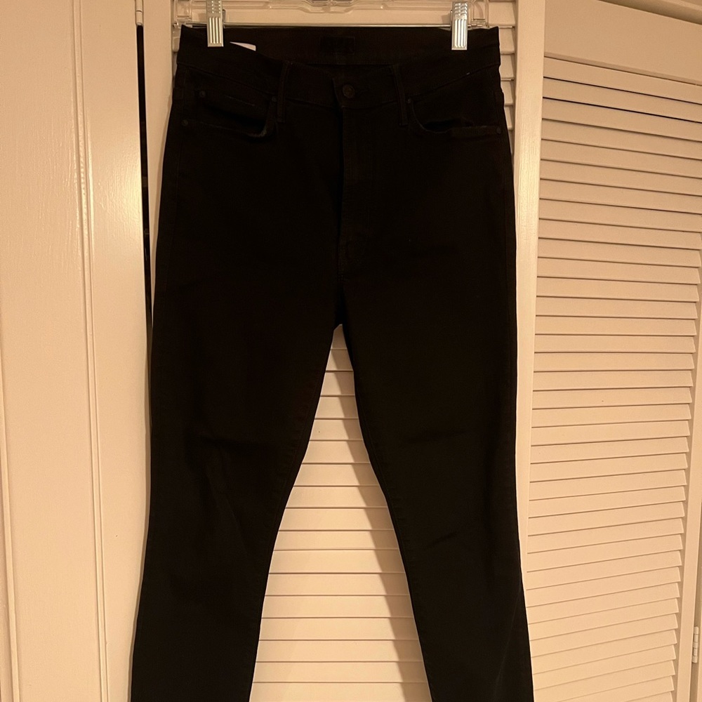 Mother Black Skinny Jean (Distressed Bottom - Size 28)
